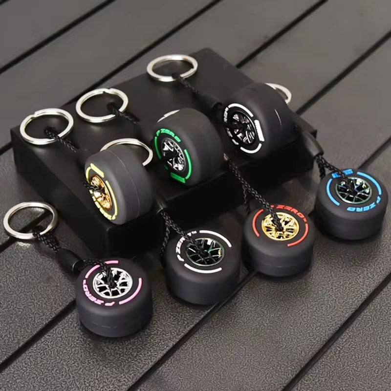 New Style Detachable Hub Tire Keychain Luxury Unisex Car Keychain Ring Mini F1 Racing Wheel Tire Keychain Luggage Key Charm